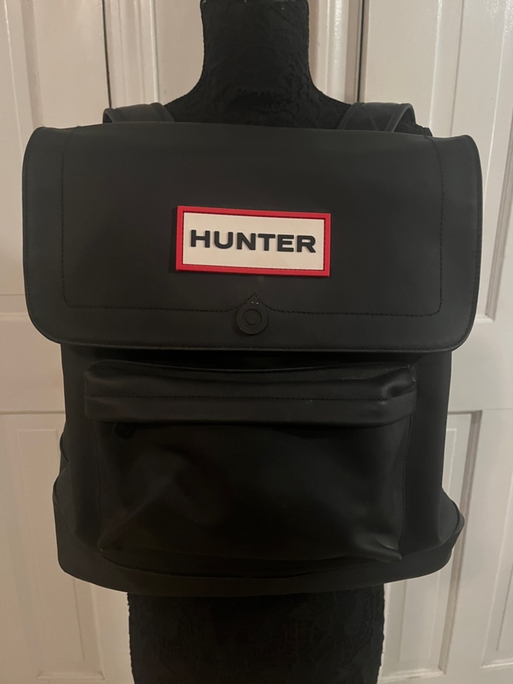 Hunter Black Backpack with Red-Trim Logo